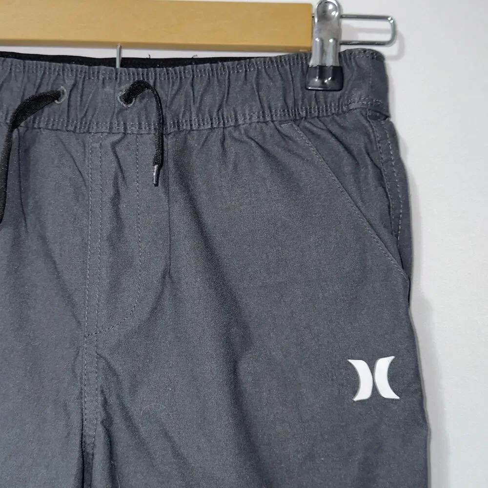 Hurley Black Jogger Pants Elastic Waist Drawstring Cuffed Kids Size 10/12